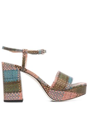Pollini interwoven-design block-heel sandals - Green