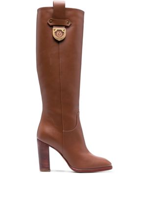 Pollini Shield 90mm leather boots - Brown