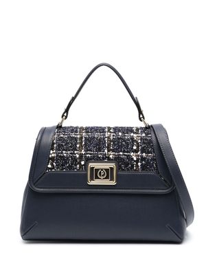 Pollini Snow tweed-panel handbag - Blue