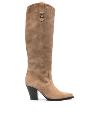 Pollini Texas Flair 85mm leather boots - Neutrals