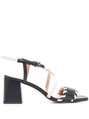 Pollini whipstitch-trim braided-strap sandals - Black