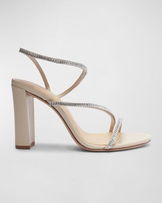 Polly Crystal Strappy Block-Heel Sandals