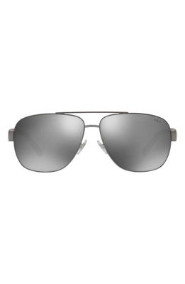 POLO 60mm Mirrored Pilot Sunglasses in Dark Gunmetal