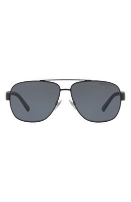 POLO 60mm Polarized Pilot Sunglasses in Shiny Black