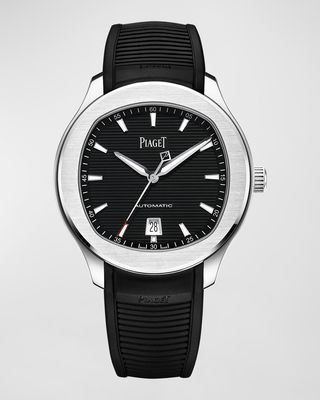 Polo Date 42mm Stainless Steel & Black Rubber Strap Watch
