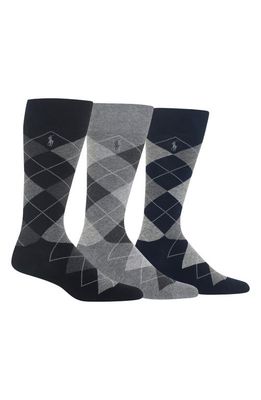 Polo Ralph Lauren 3-Pack Argyle Socks in Black/Grey