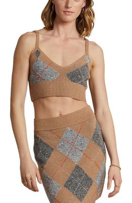 Polo Ralph Lauren Argyle Wool & Cashmere Blend Sweater Bralette in Collection Camel Multi