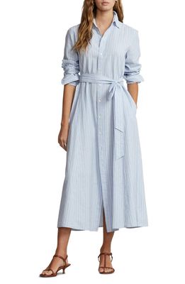 Polo Ralph Lauren Ashton Stripe Long Sleeve Linen & Cotton Shirtdress in Blue/White Multi Stripe