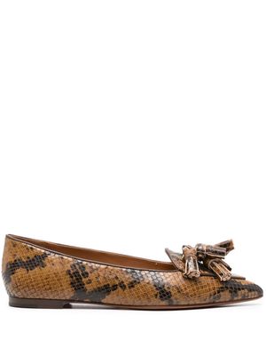 Polo Ralph Lauren Ashtyn python print leather loafers - Brown