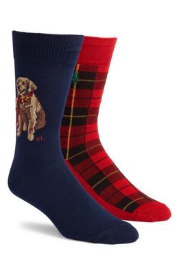 Polo Ralph Lauren Assorted 2-Pack Holiday Dog Dress Socks in Navy Multi