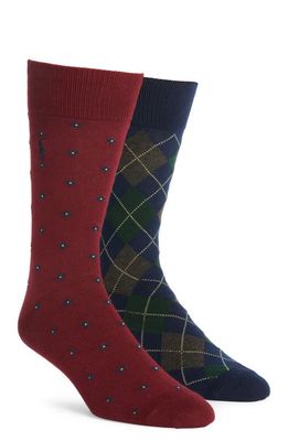 Polo Ralph Lauren Assorted 2-Pack Town & Country Dress Socks in Red/Blue