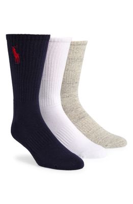 Polo Ralph Lauren Assorted 3-Pack Crew Socks in Navy/White/Tan