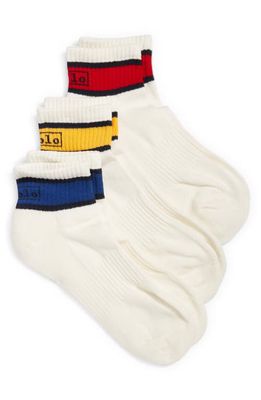 Polo Ralph Lauren Assorted 3-Pack Multistripe Quarter Crew Socks in Whast
