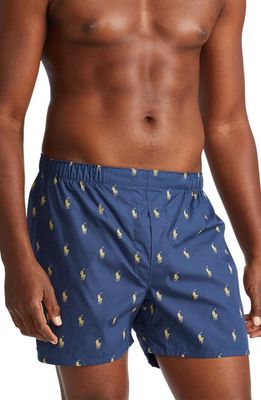 Polo Ralph Lauren Assorted 5-Pack Woven Cotton Boxers in Navy