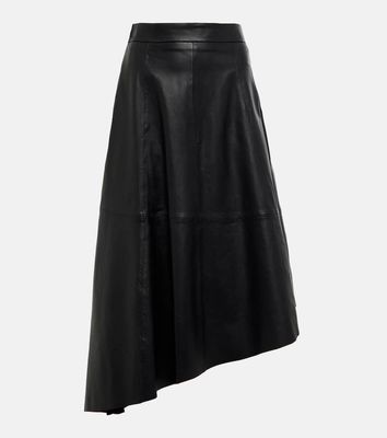 Polo Ralph Lauren Asymmetric leather midi skirt