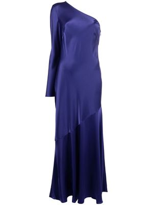 Polo Ralph Lauren asymmetric satin-finish maxi dress - Blue