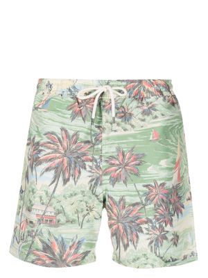 Polo Ralph Lauren beach-print drawstring swim shorts - Green
