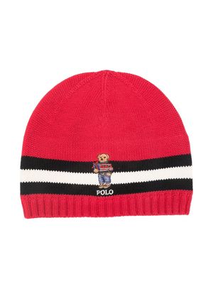 Polo Ralph Lauren bear-motif knitted beanie - Red
