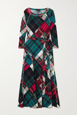 Polo Ralph Lauren - Belted Plaid Cotton-blend Maxi Dress - Green