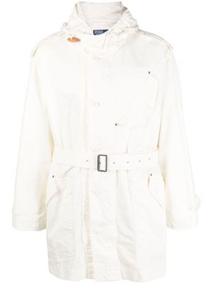 Polo Ralph Lauren belted-waist hooded cotton parka - White