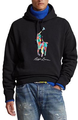 Polo Ralph Lauren Big Fit Big Pony Fleece Graphic Hoodie in Polo Black