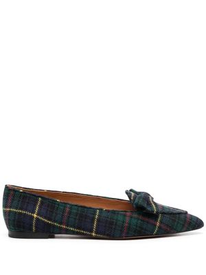 Polo Ralph Lauren bow-detail tartan ballerina shoes - Blue