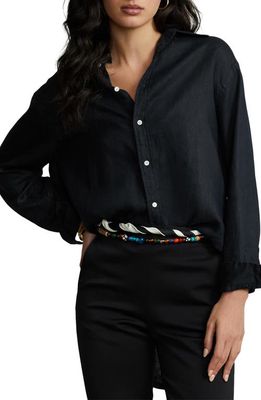 Polo Ralph Lauren Button Front Linen Shirt in Polo Black