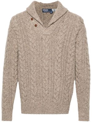Polo Ralph Lauren cable-knit shawl-collar jumper - Neutrals