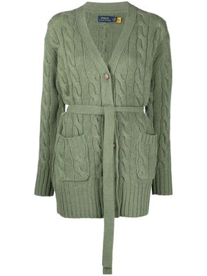 Polo Ralph Lauren cable-knit tied-waist cardi-coat - Green