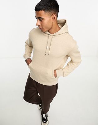 Polo Ralph Lauren central icon logo double knit hoodie in beige heather-Neutral