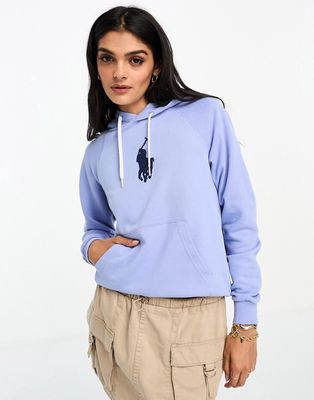 Polo Ralph Lauren central logo hoodie in light blue