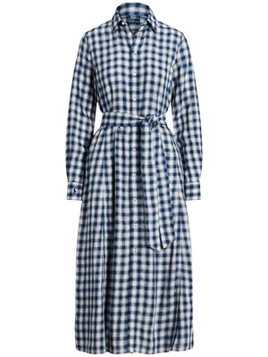 Polo Ralph Lauren check-pattern linen dress - Blue