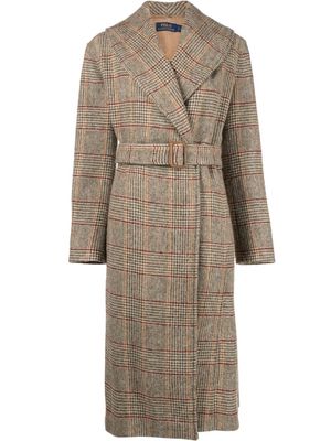 Polo Ralph Lauren check-patterned wool coat - Brown