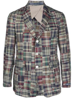 Polo Ralph Lauren checked patchwork single-breasted blazer - Blue