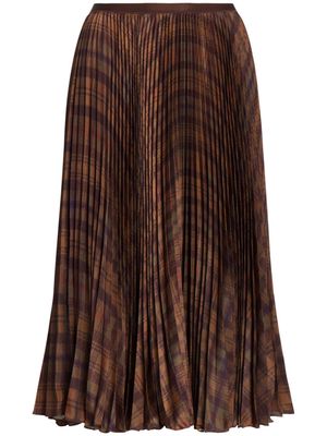 Polo Ralph Lauren checked plissé-effect midi skirt - Brown
