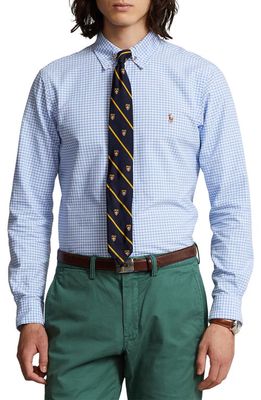 Polo Ralph Lauren Classic Fit Gingham Oxford Button-Down Shirt in Light Blue/White