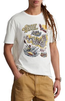 Polo Ralph Lauren Classic Fit Grand Canyon Rafting Graphic Tee in Deck Wash White