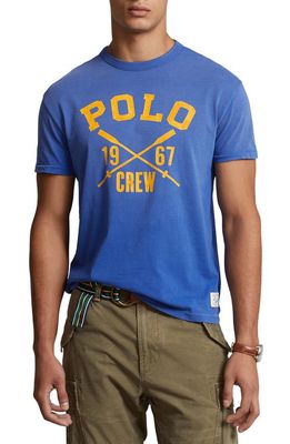 Polo Ralph Lauren Classic Fit Logo Slub Jersey Graphic Tee in Sistine Blue
