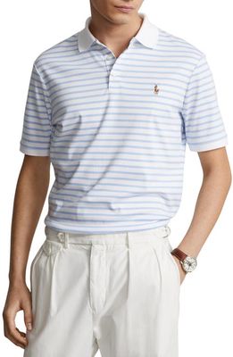 Polo Ralph Lauren Classic Fit Stripe Logo Embroidered Polo in White/Austin Blue