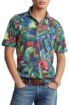 Polo Ralph Lauren Classic Fit Tropical Print Cotton Polo in Parrot With Polo