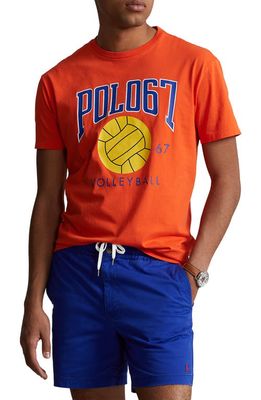 Polo Ralph Lauren Classic Fit Volleyball Logo Graphic T-Shirt in Elite Orange