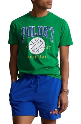 Polo Ralph Lauren Classic Fit Volleyball Logo Graphic T-Shirt in English Green