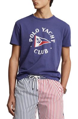 Polo Ralph Lauren Classic Fit Yacht Club Cotton Jersey Graphic T-Shirt in Blue