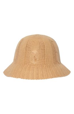 Polo Ralph Lauren Classic Merino Wool Blend Cable Bucket Hat in Camel