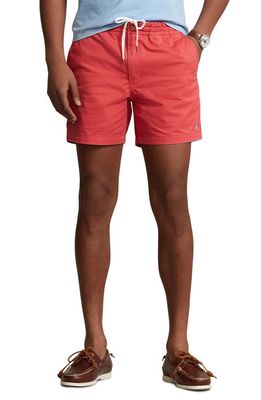 Polo Ralph Lauren Cotton Stretch Twill Flat Front Shorts in Starboard Red