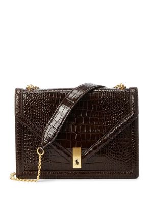 Polo Ralph Lauren crocodile-effect leather bag - Brown