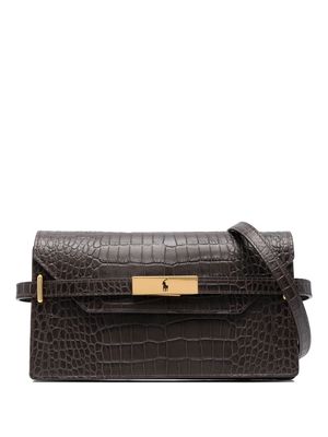 Polo Ralph Lauren crocodile-effect leather clutch bag - Brown