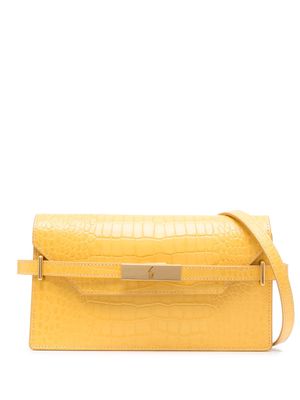 Polo Ralph Lauren crocodile-effect leather clutch bag - Yellow
