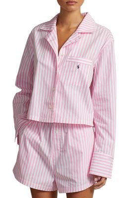 Polo Ralph Lauren Crop Cotton Short Pajamas in Pink Stripe