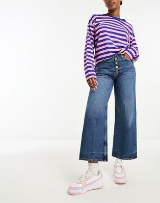 Polo Ralph Lauren crop wide straight leg jeans in dark wash-Navy